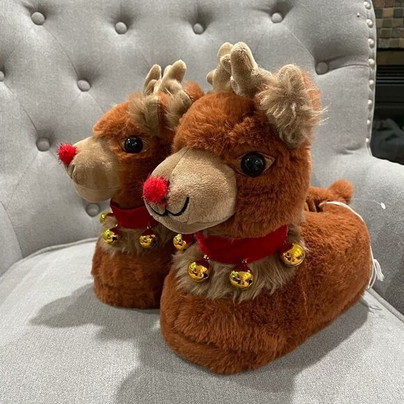 American Eagle Plush Reindeer Slippers Small - Picture 7 of 7